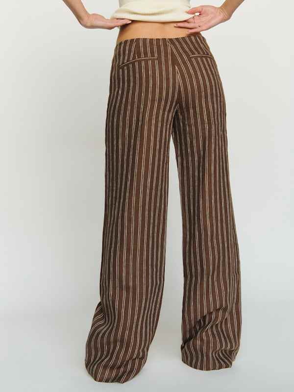 Petites Vida Linen Low Rise Pant - Boardwalk Stripe