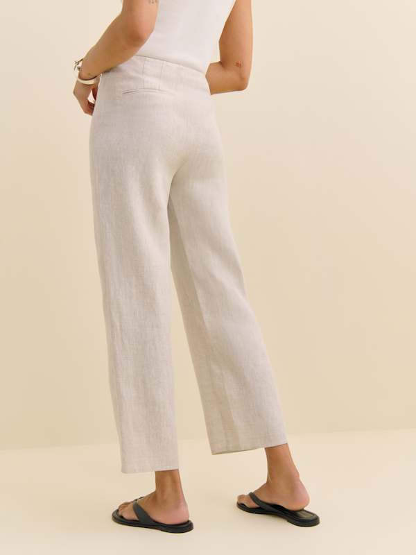 Petites Joni Linen Cropped Pant - Oatmeal