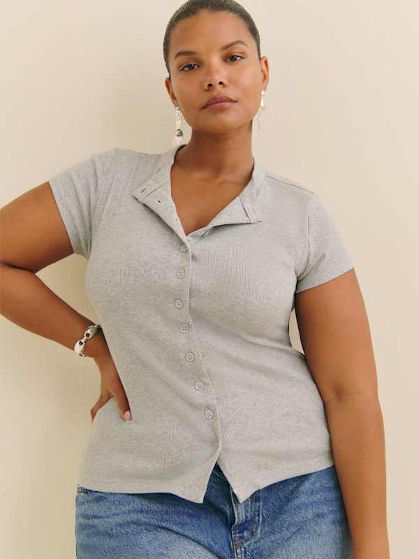 Raelynn Knit Top Es - Heather Grey