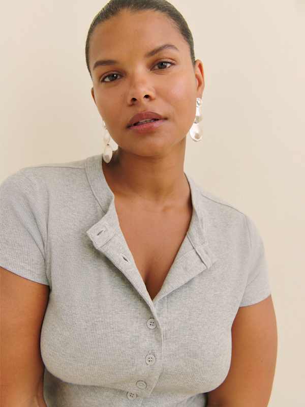 Raelynn Knit Top Es - Heather Grey