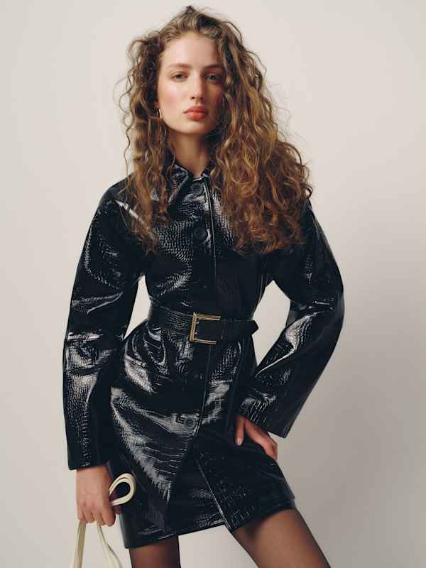 Veda Celine Jacket - Black Patent Croc