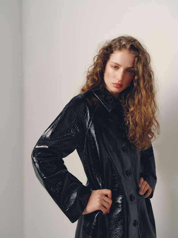 Veda Celine Jacket - Black Patent Croc