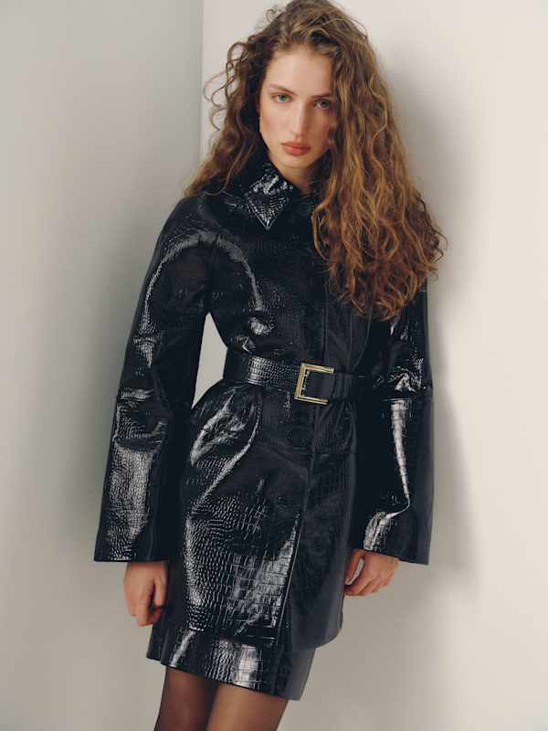 Veda Celine Jacket - Black Patent Croc