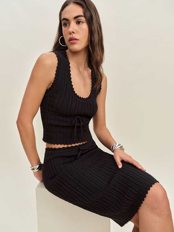 Erin Cotton Sweater Set - Black