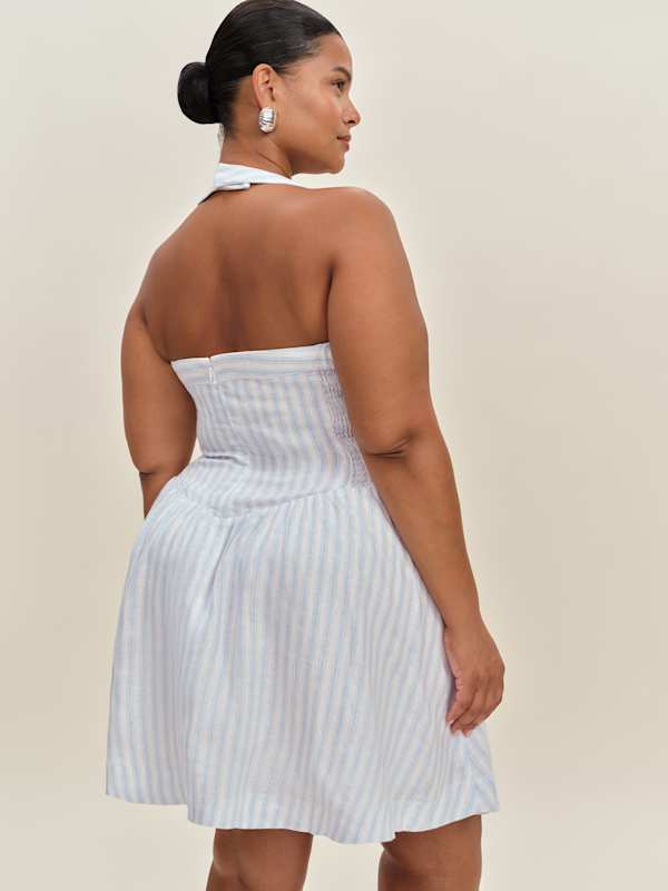 Mariela Linen Dress Es - Swan Stripe