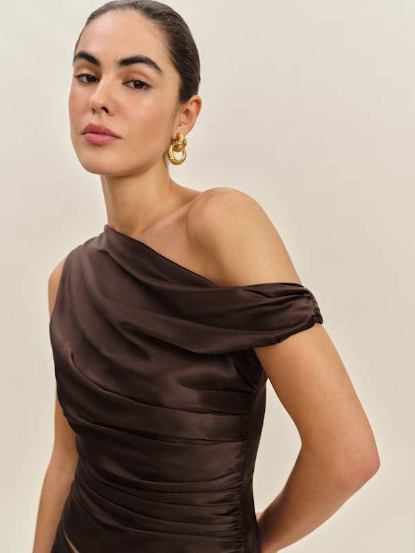 Hera Silk Top - Black Bean