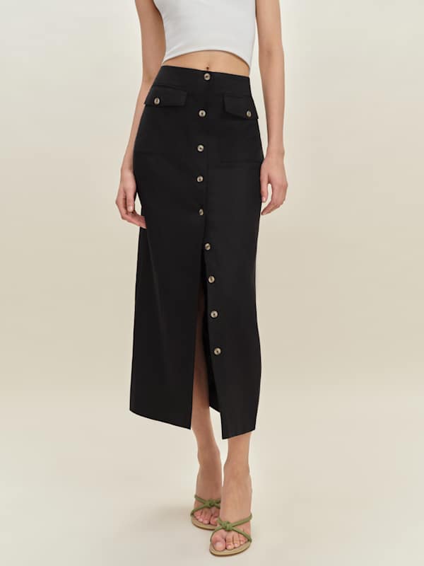 Britt Linen Skirt - Black