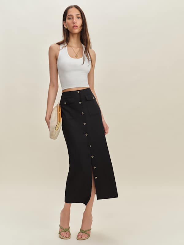 Britt Linen Skirt - Black