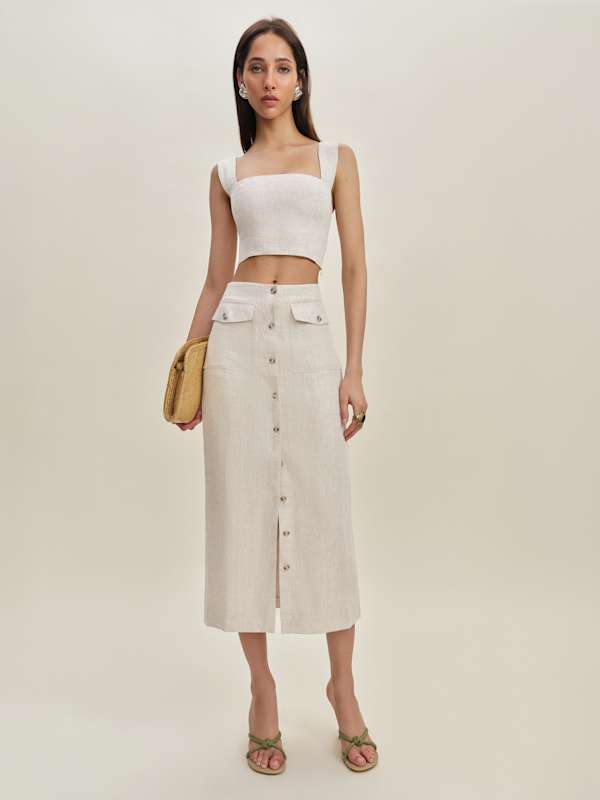 Britt Linen Skirt - Oatmeal