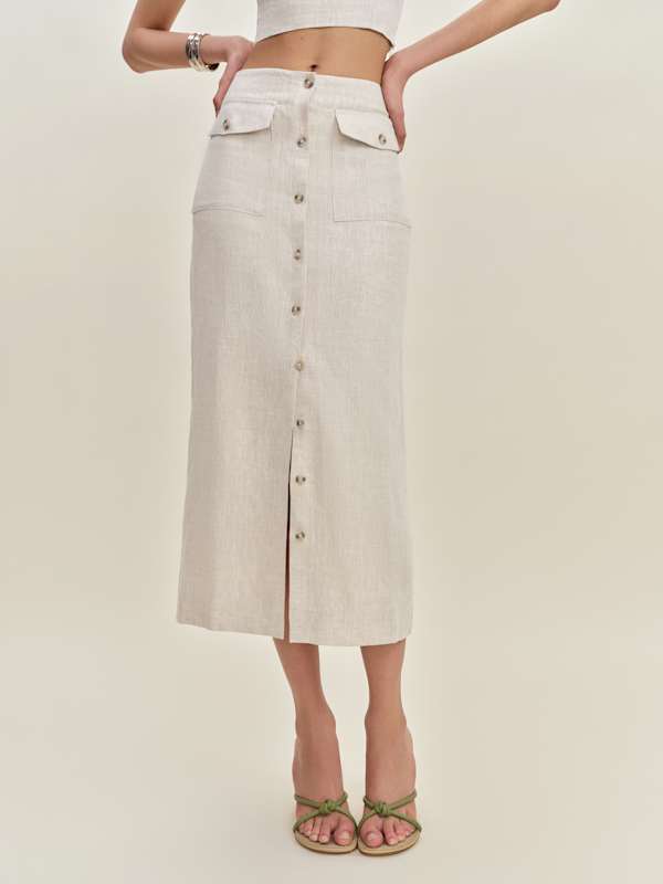 Britt Linen Skirt - Oatmeal