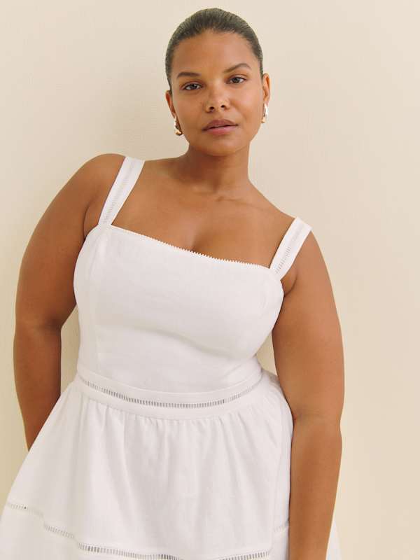 Everett Linen Dress Es - White