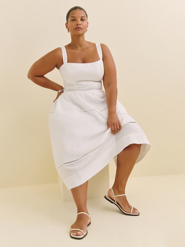 Everett Linen Dress Es - White