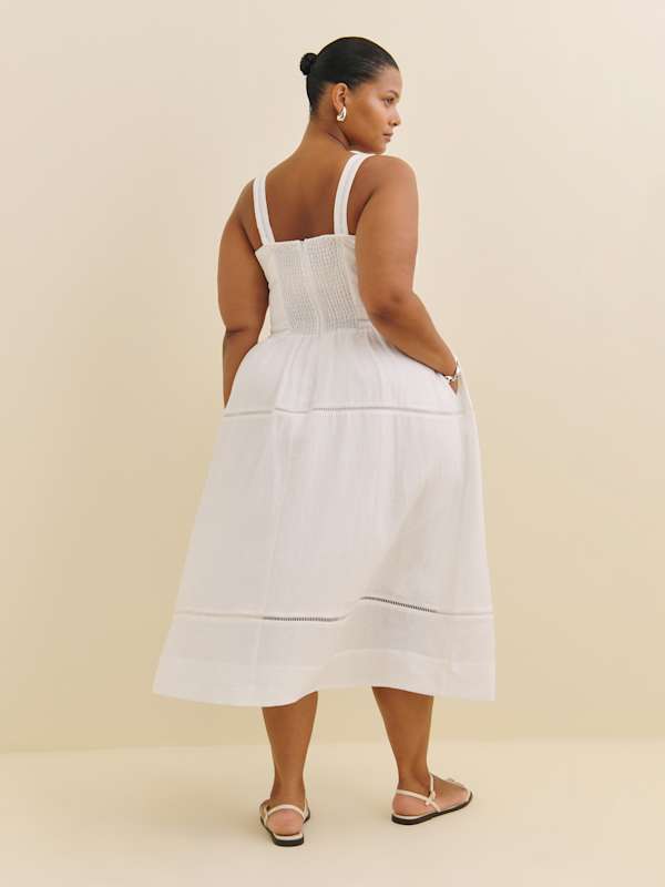 Everett Linen Dress Es - White