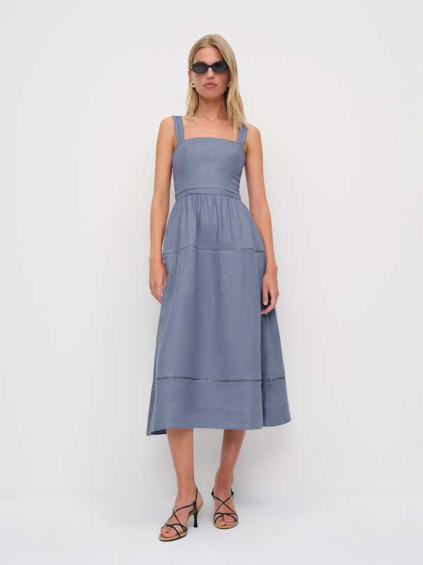 Petites Everett Linen Dress - Cornflower