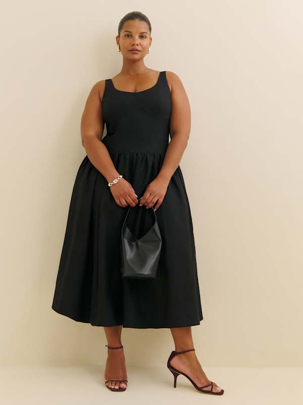 Robe en lin Roslyn grandes tailles - Noir