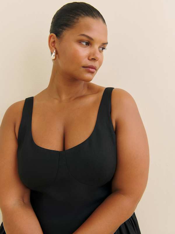 Robe en lin Roslyn grandes tailles - Noir