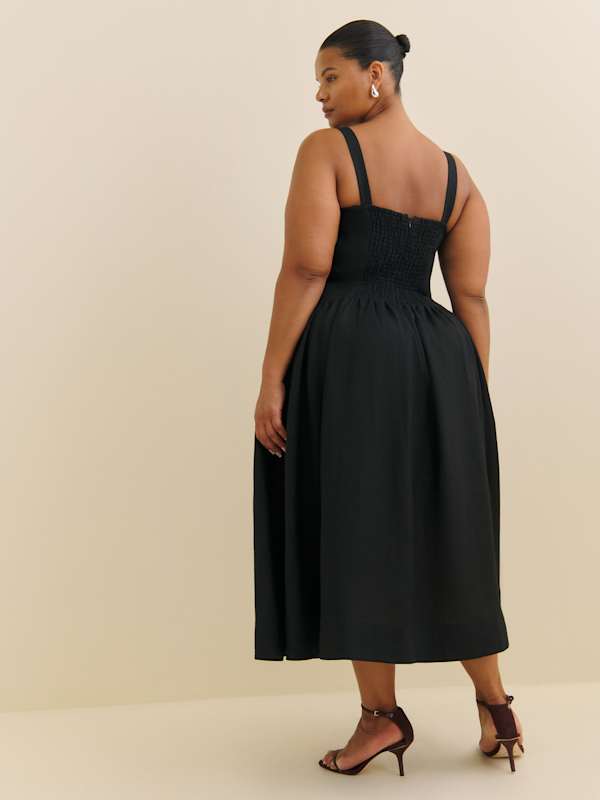 Robe en lin Roslyn grandes tailles - Noir
