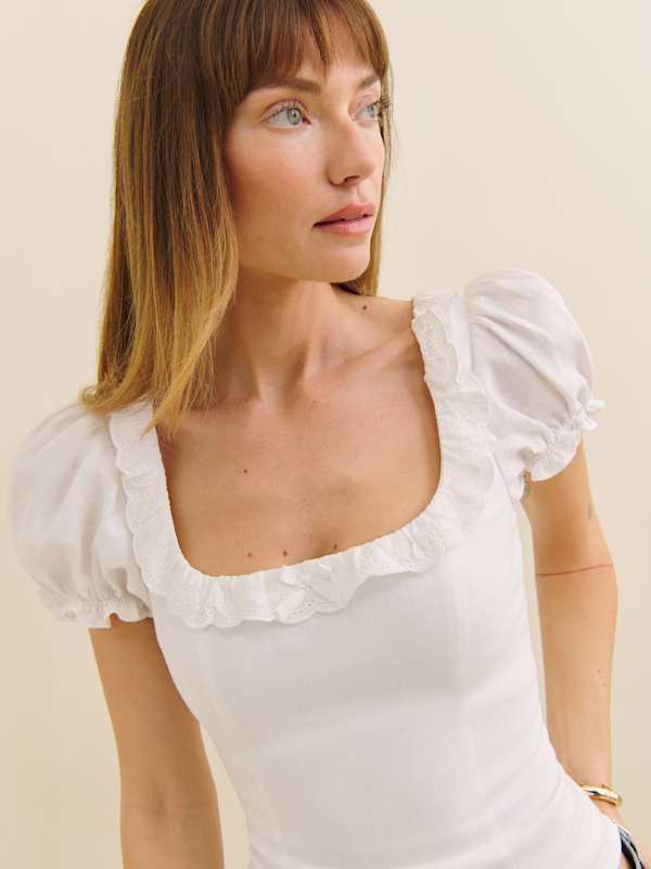 Alice Linen Top - White