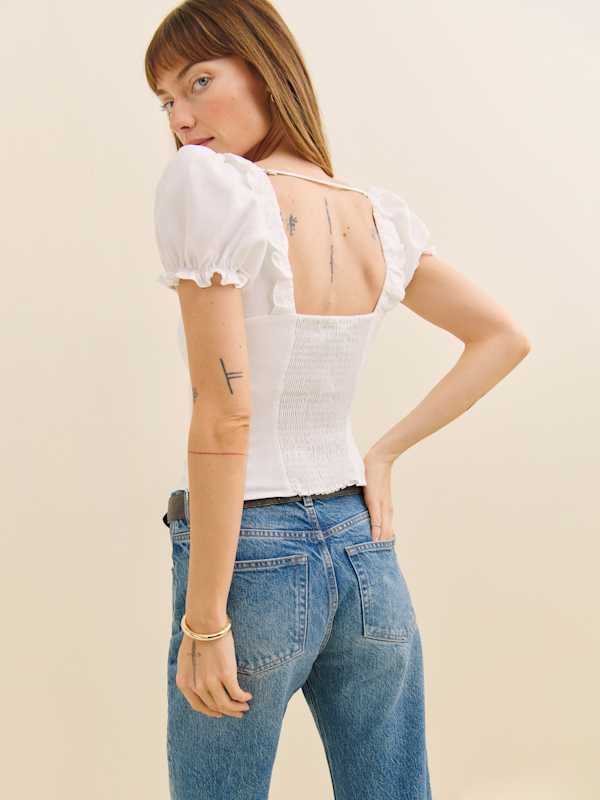 Alice Linen Top - White