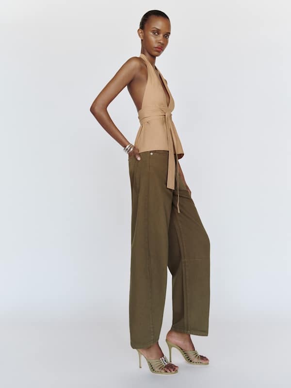 Tyler Mid Rise Barrel Jeans - Dark Olive