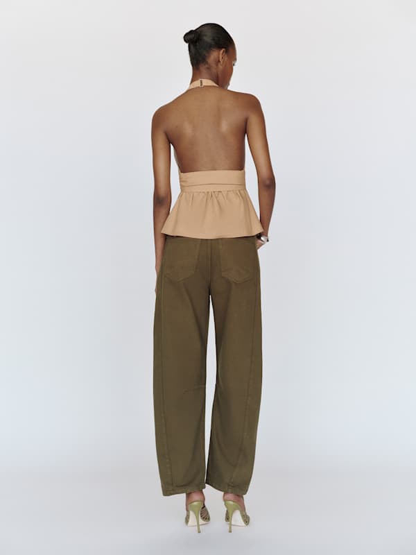 Tyler Mid Rise Barrel Jeans - Dark Olive