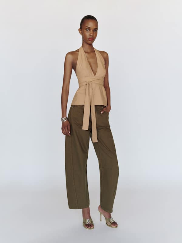 Tyler Mid Rise Barrel Jeans - Dark Olive