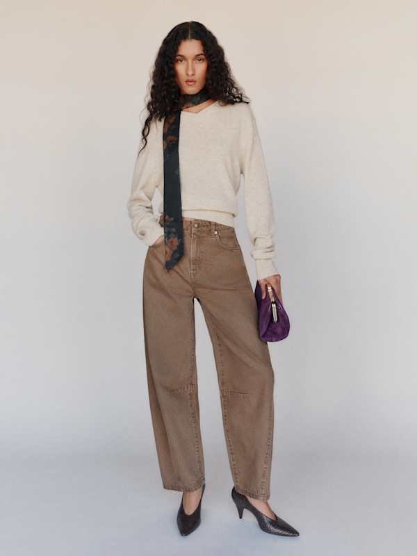 Tyler Mid Rise Barrel Jeans - Morel