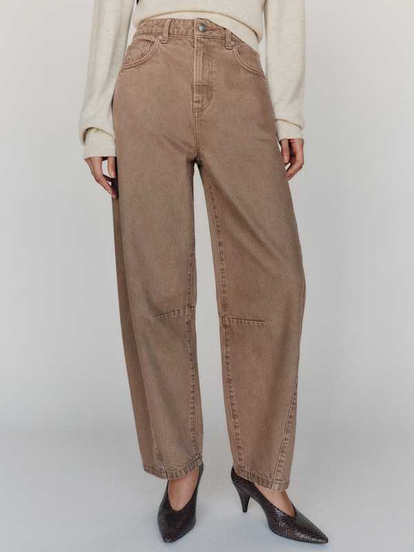 Tyler Mid Rise Barrel Jeans - Morel