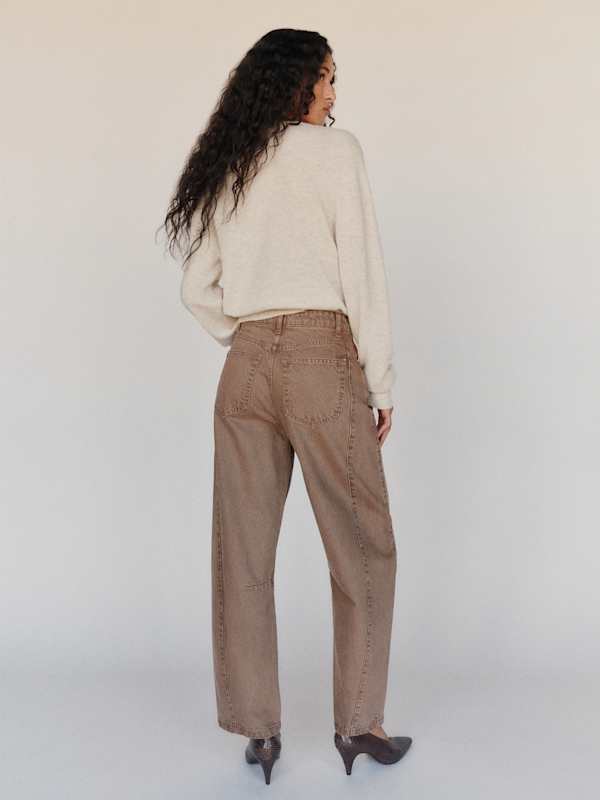 Tyler Mid Rise Barrel Jeans - Morel