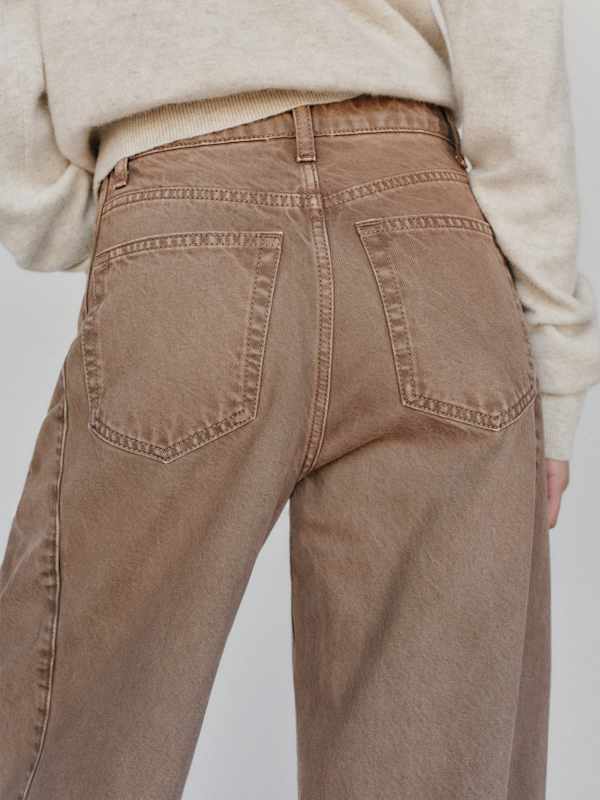 Tyler Mid Rise Barrel Jeans - Morel
