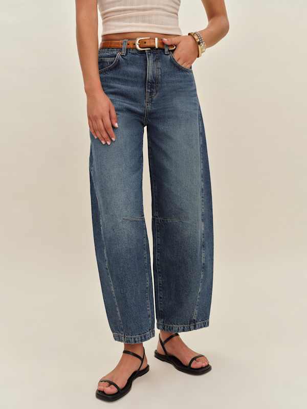 Tyler Mid Rise Barrel Jeans - Mountain