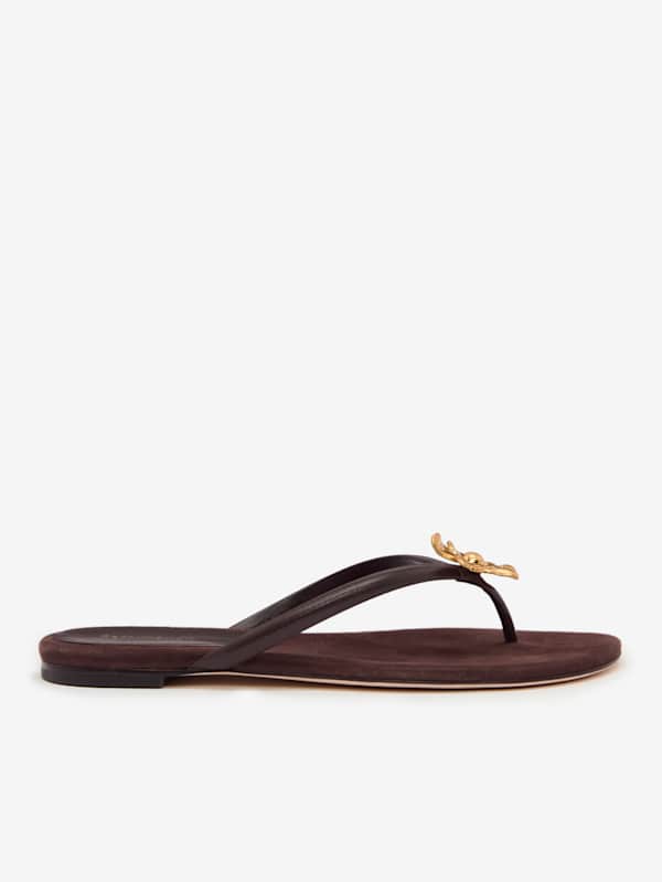 Onyx Thong Sandal - Espresso Suede Flower