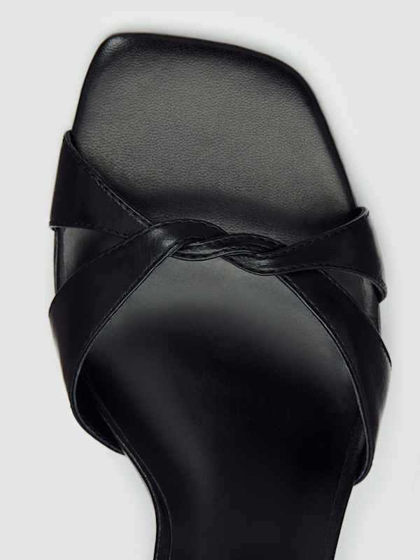 Margo Wedge Sandal - Black Leather