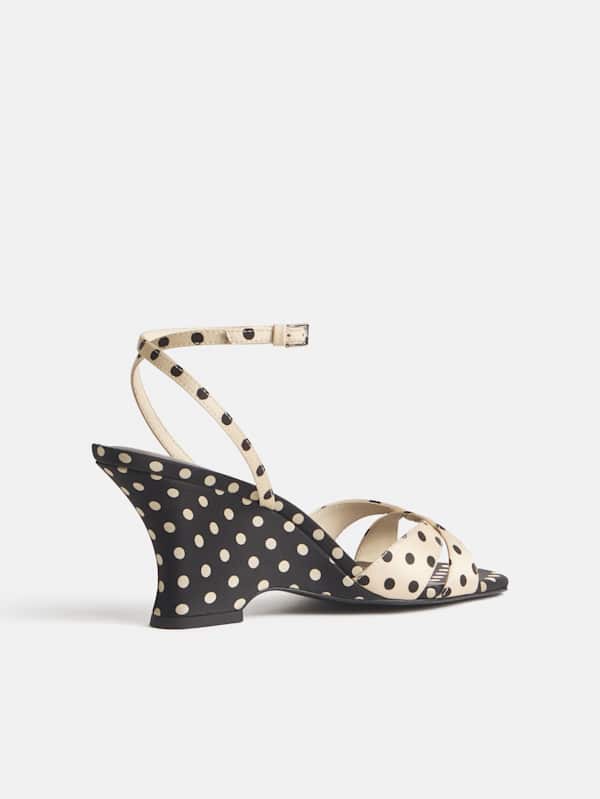 Margo Wedge Sandal - Polka Dot Satin