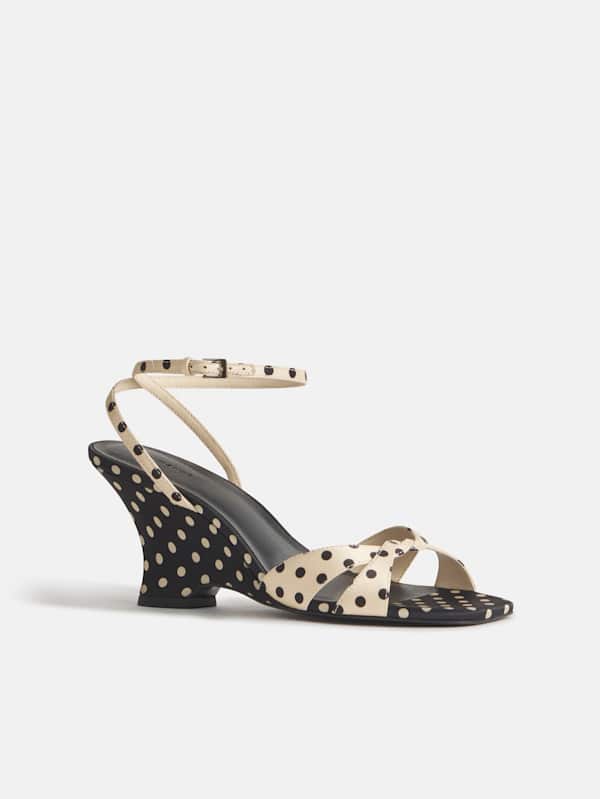 Margo Wedge Sandal - Polka Dot Satin