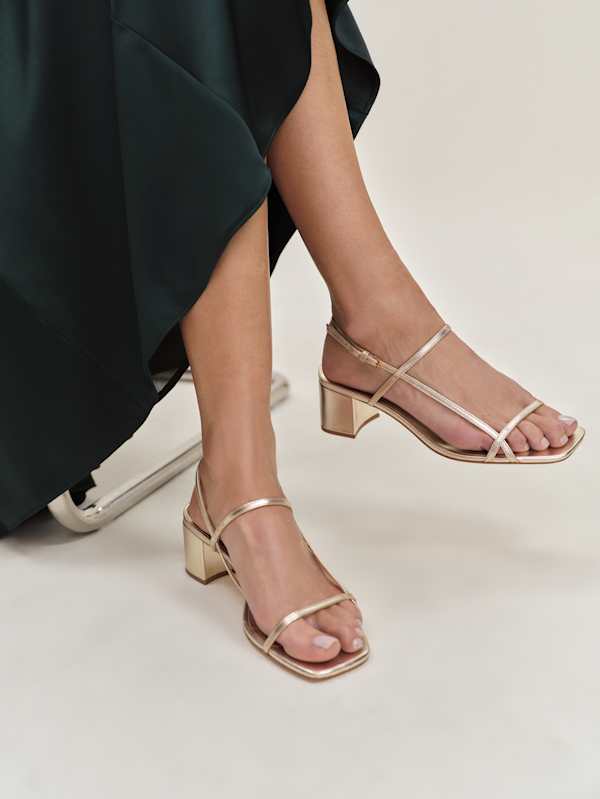 Serenity Block Heeled Sandal - Gold