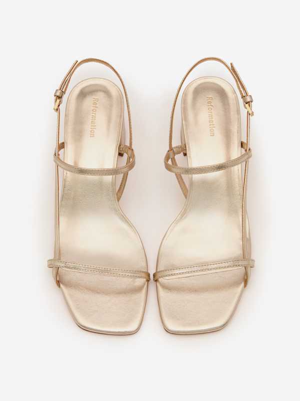 Serenity Block Heeled Sandal - Gold