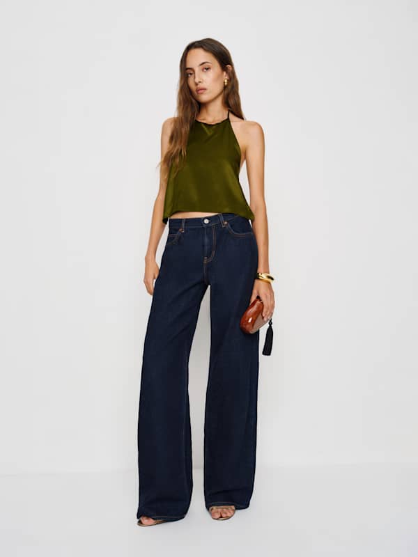 Jeany Silk Top - Moss Garden