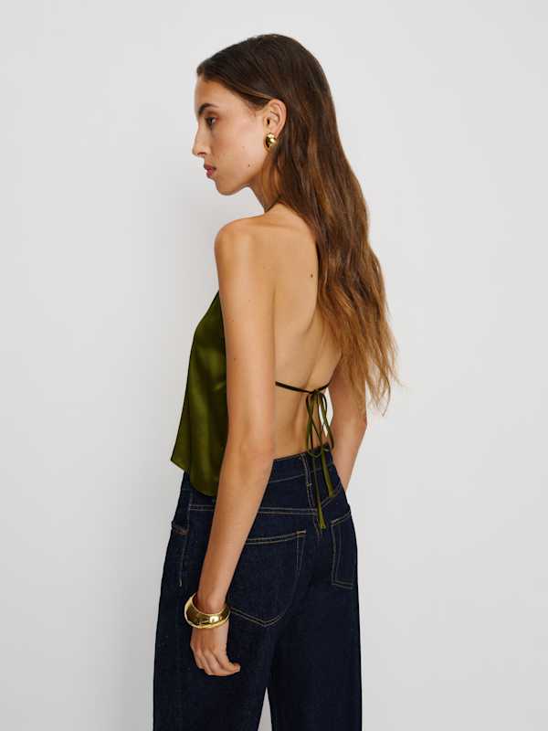 Jeany Silk Top - Moss Garden