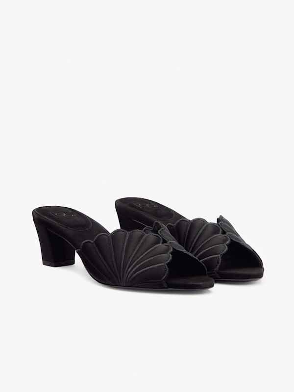Waldena Block Heeled Mule - Black