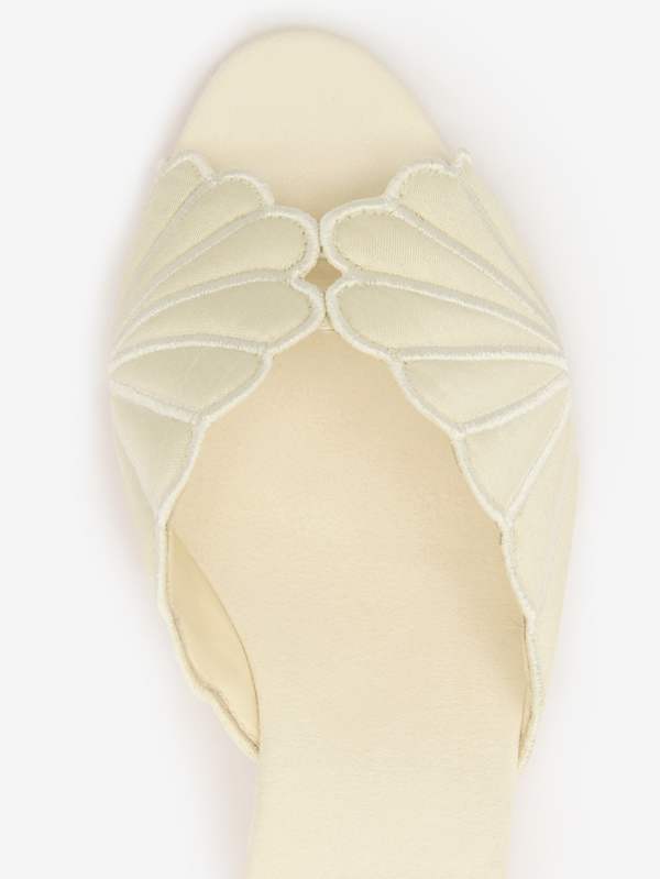 Waldena Block Heeled Mule - Cream Puff Taffeta