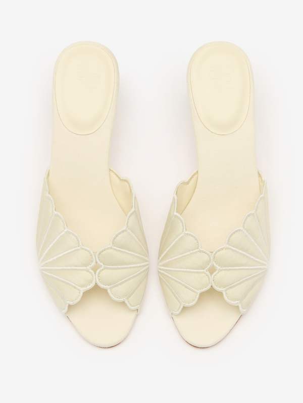 Waldena Block Heeled Mule - Cream Puff Taffeta