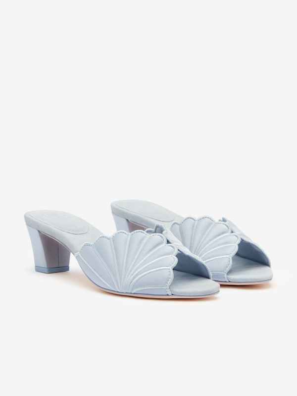 Waldena Block Heeled Mule - Mist Satin