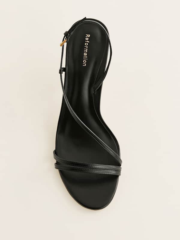 Petunia Heeled Sandal - Black Leather