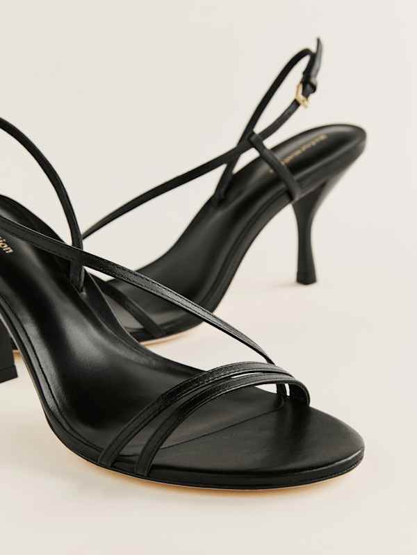 Petunia Heeled Sandal - Black Leather