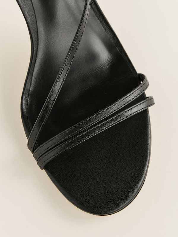 Petunia Heeled Sandal - Black Leather