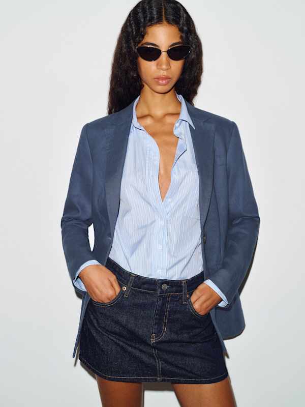 James Linen Blazer - Muted Navy