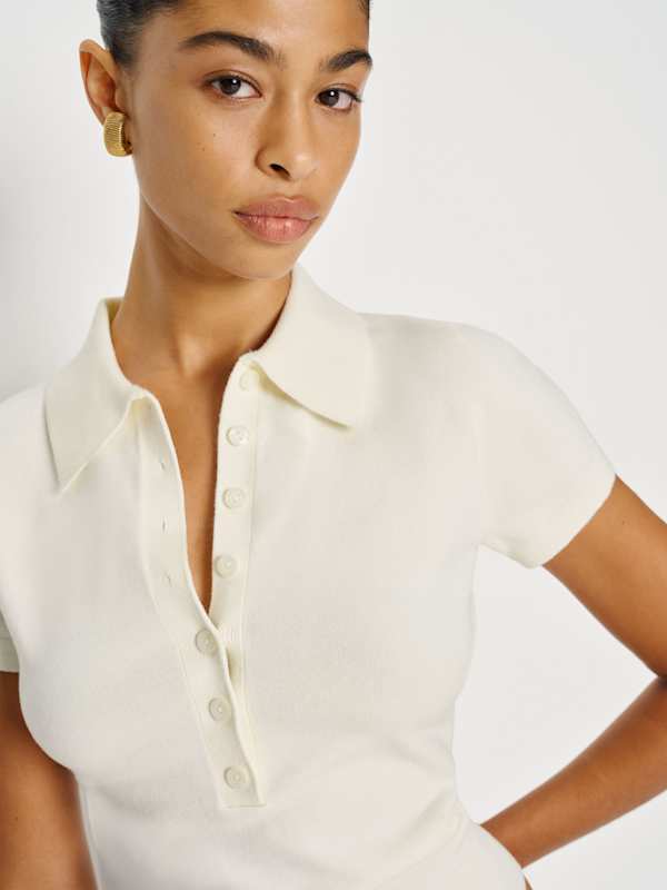 Bentley Cotton Polo Sweater - Fior Di Latte