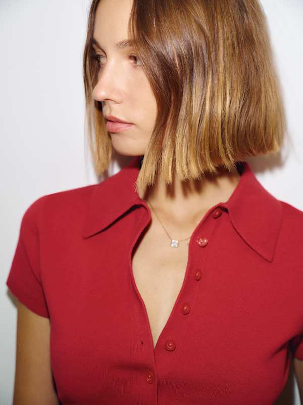 Pull polo en coton Bentley - Rouge &agrave; l&egrave;vres