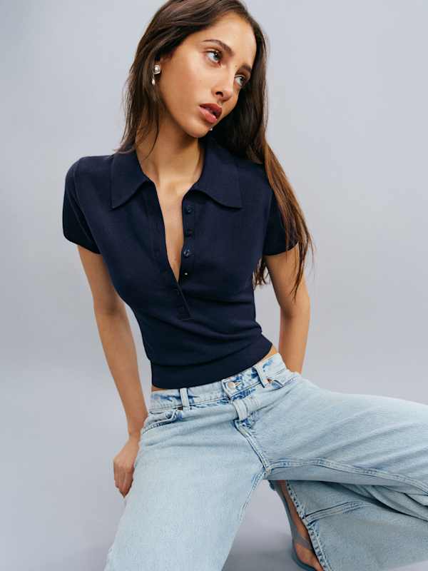 Bentley Cotton Polo Sweater - Navy